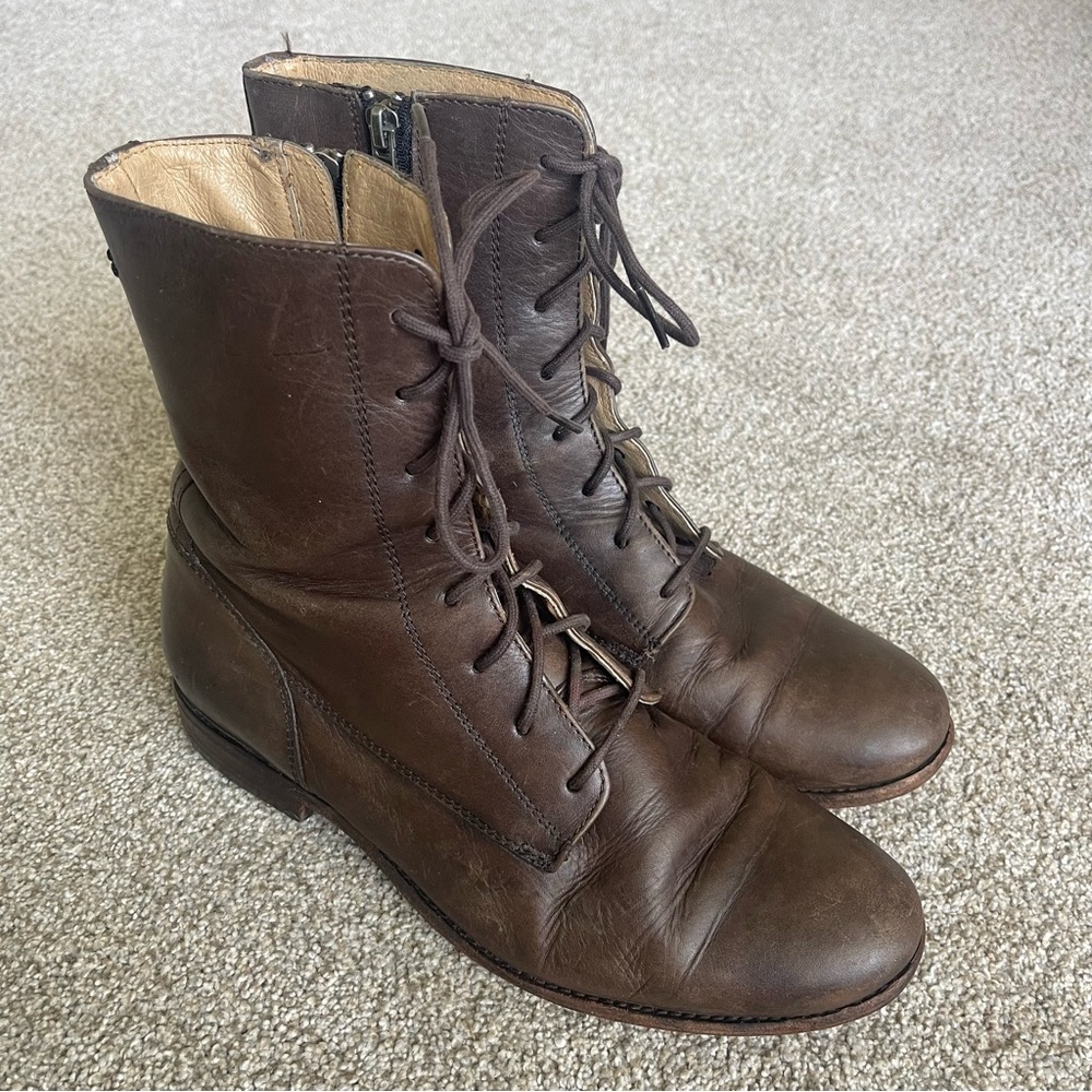 Women's Brown Leather Lace-Up Ankle Boots